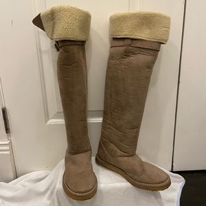 Stella McCartney- Sherpa high boot, beige and cream